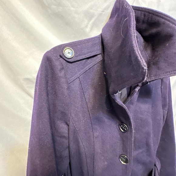 Vintage Miss Sixty M60 Purple Wool Blend Belted Lined Coat Size Large - Picture 5 of 16